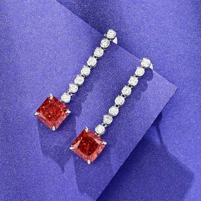 925 Silver Red Cubic Zirconia Earrings E0016R - Image 3