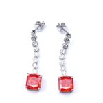 925 Silver Red Cubic Zirconia Earrings E0016R - Image 4