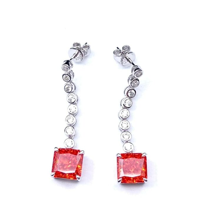 925 Silver Red Cubic Zirconia Earrings E0016R - Image 4
