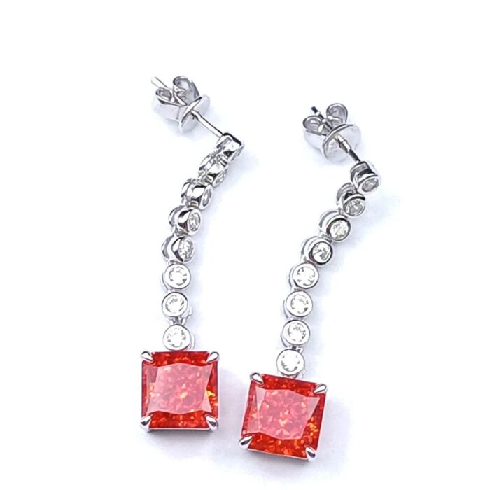 925 Silver Red Cubic Zirconia Earrings E0016R - Image 5