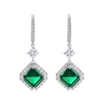 925 Silver Lab-Created Emerald Earrings - Model E0037