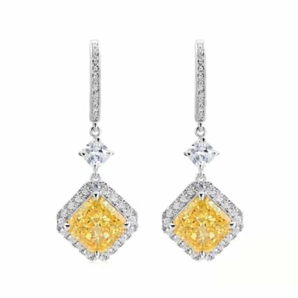 925 Silver Yellow Cubic Zirconia Earrings E0037-1