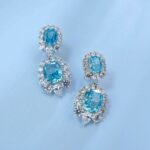 925 Silver Blue Cubic Zirconia Earrings E0042B - Image 2