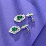 925 Silver Lab-Created Emerald Earrings - Model E0072 - Image 6