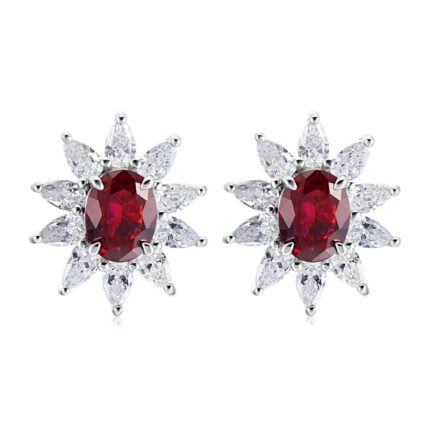 925 Silver Cultured Ruby Earrings E0074—1