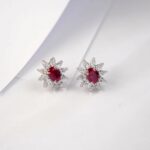 925 Silver Cultured Ruby Earrings E0074—1 - Image 4