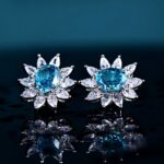 925 Silver Blue Cubic Zirconia Earrings E0074-2 - Image 2