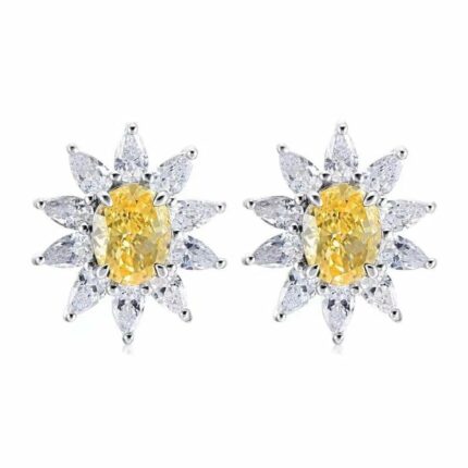 925 Silver Yellow Cubic Zirconia Earrings E0074-3