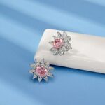 925 Silver Pink Cubic Zirconia Earrings E0074-4 - Image 2