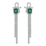 925 Silver Lab-Created Emerald Earrings - Model E-019