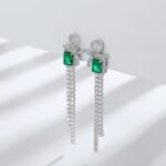 925 Silver Lab-Created Emerald Earrings - Model E-019 - Image 3