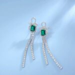 925 Silver Lab-Created Emerald Earrings - Model E-019 - Image 4
