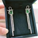 925 Silver Lab-Created Emerald Earrings - Model E-019 - Image 5