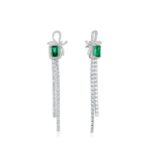 925 Silver Lab-Created Emerald Earrings - Model E-019 - Image 7