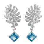 925 Silver Blue Cubic Zirconia Earrings E-038B