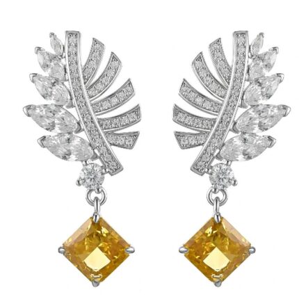 925 Silver Yellow Cubic Zirconia Earrings E-038Y