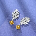 925 Silver Yellow Cubic Zirconia Earrings E-038Y - Image 2