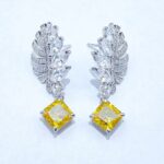 925 Silver Yellow Cubic Zirconia Earrings E-038Y - Image 3