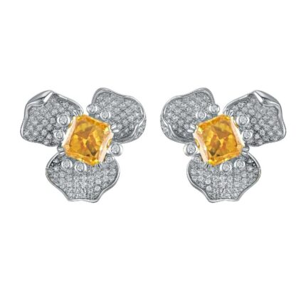 925 Silver Yellow Cubic Zirconia Earrings E-040Y