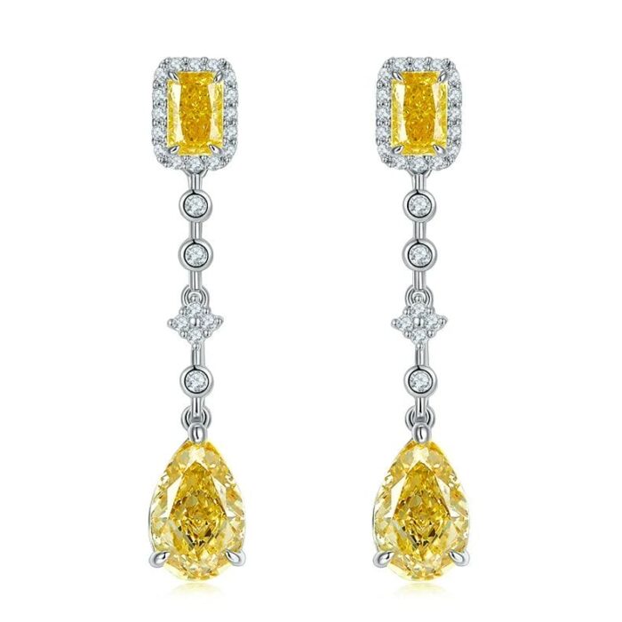925 Silver Yellow Cubic Zirconia Earrings E0625Y - Image 1