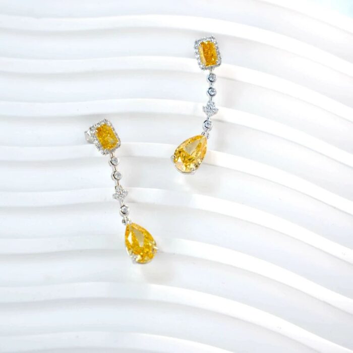 925 Silver Yellow Cubic Zirconia Earrings E0625Y - Image 2