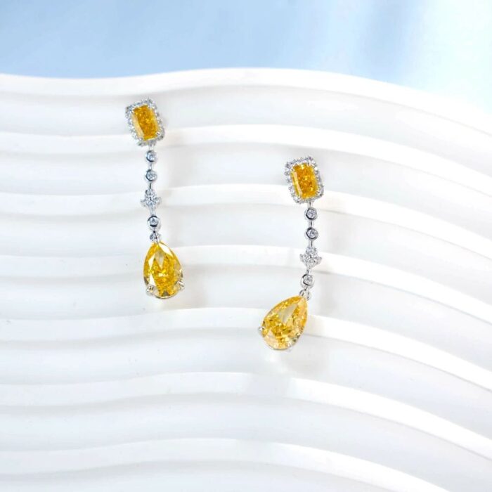 925 Silver Yellow Cubic Zirconia Earrings E0625Y - Image 3