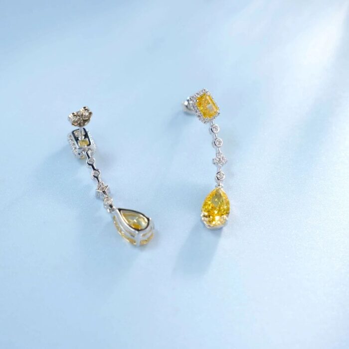 925 Silver Yellow Cubic Zirconia Earrings E0625Y - Image 5