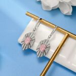 925 Silver Pink Cubic Zirconia Earrings E0676F - Image 3