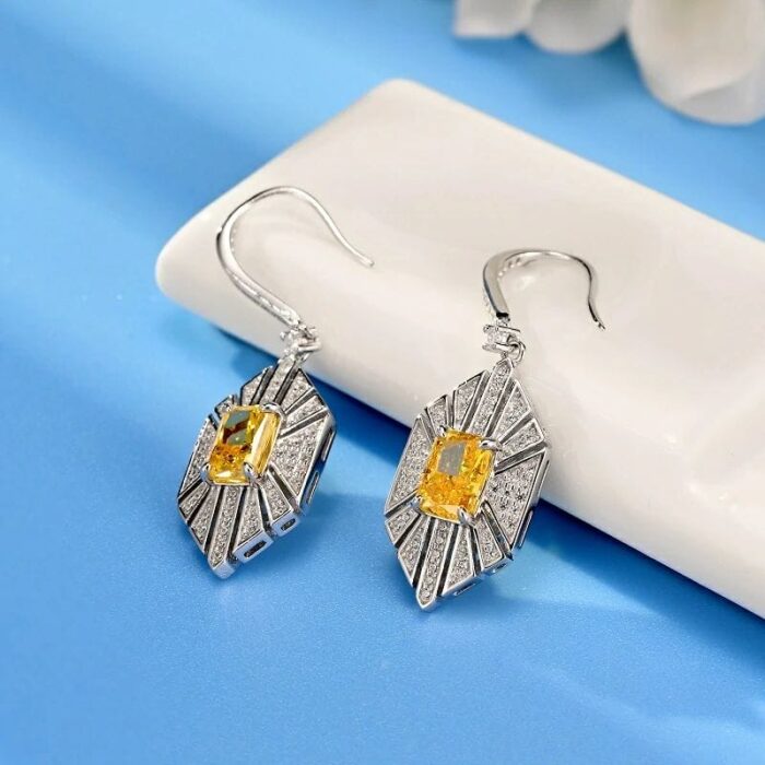 925 Silver Yellow Cubic Zirconia Earrings E0676Y - Image 2