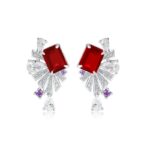 925 Silver Cultured Ruby Earrings E0692R