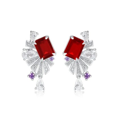 925 Silver Cultured Ruby Earrings E0692R