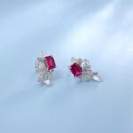 925 Silver Cultured Ruby Earrings E0692R - Image 5