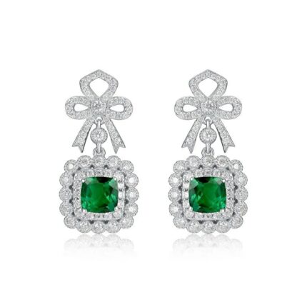 925 Silver Lab-Created Emerald Earrings - Model E0698