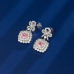 925 Silver Pink Cubic Zirconia Earrings E0698F - Image 2