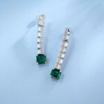 925 Silver Lab-Created Emerald Earrings - Model E0758 - Image 2