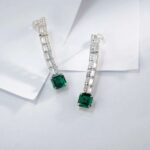 925 Silver Lab-Created Emerald Earrings - Model E0758 - Image 4