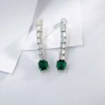 925 Silver Lab-Created Emerald Earrings - Model E0758 - Image 5