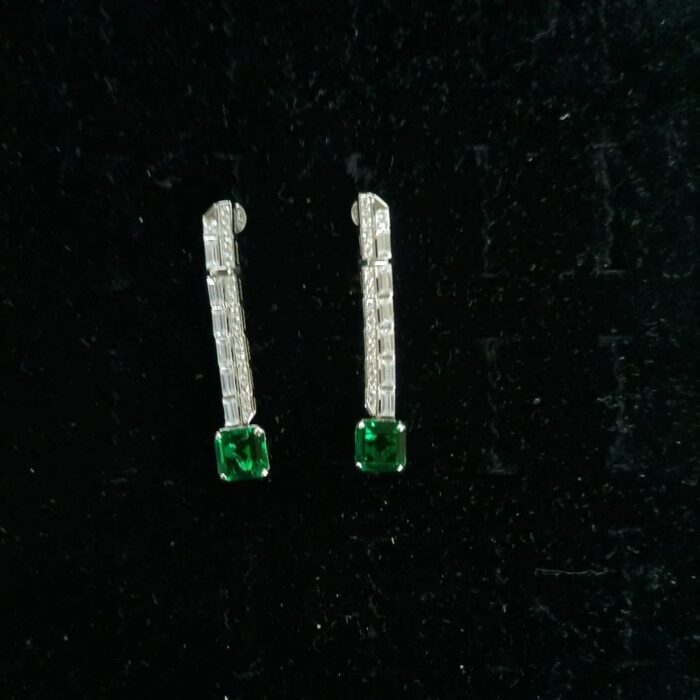 925 Silver Lab-Created Emerald Earrings - Model E0758 - Image 6