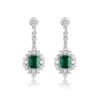 925 Silver Lab-Created Emerald Earrings - Model E0812