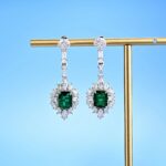 925 Silver Lab-Created Emerald Earrings - Model E0812 - Image 3