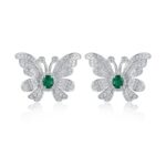 925 Silver Lab-Created Emerald Earrings - Model E0852