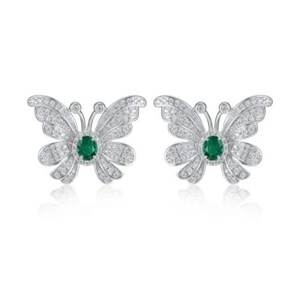 925 Silver Lab-Created Emerald Earrings - Model E0852