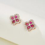 925 Silver Cultured Ruby Earrings E0963 - Image 2