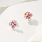 925 Silver Cultured Ruby Earrings E0963 - Image 3