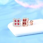 925 Silver Cultured Ruby Earrings E0963 - Image 4
