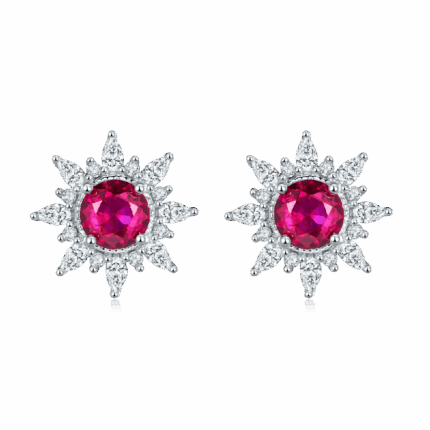 S925 Silver Lab-Created Ruby Earrings - Model E1641R