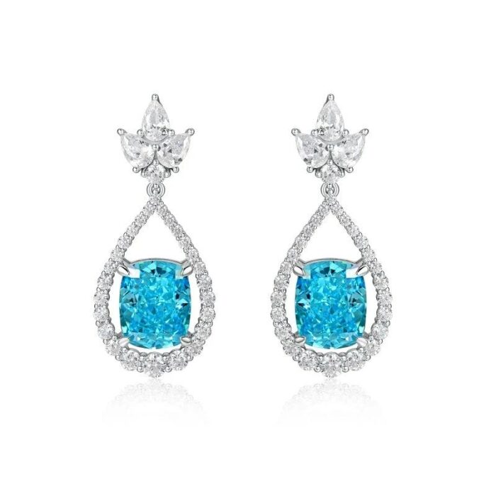 925 Silver Blue Cubic Zirconia Earrings ES2349C1-2 - Image 1