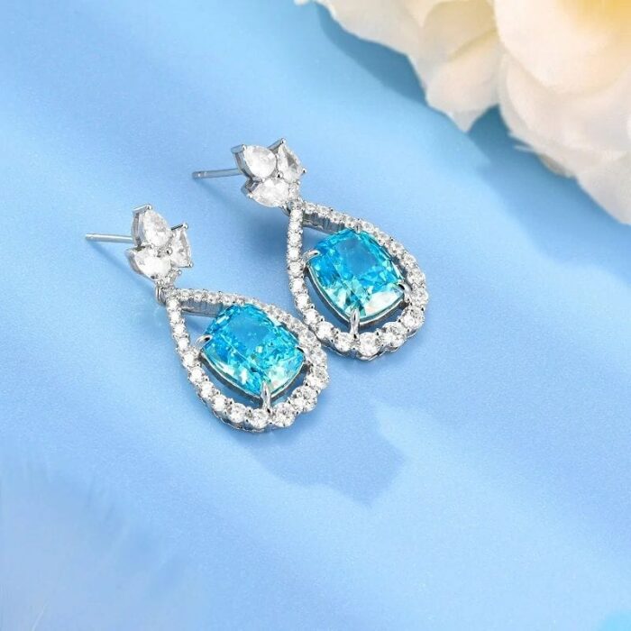 925 Silver Blue Cubic Zirconia Earrings ES2349C1-2 - Image 3
