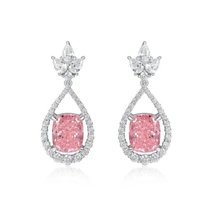 925 Silver Pink Cubic Zirconia Earrings ES2349C1-3 - Image 1
