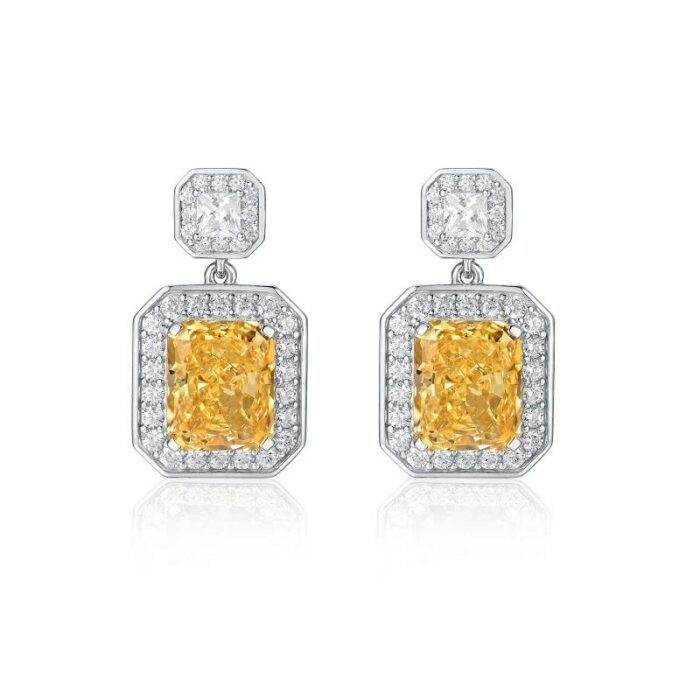 925 Silver Yellow Cubic Zirconia Earrings ES2352C1Y - Image 1